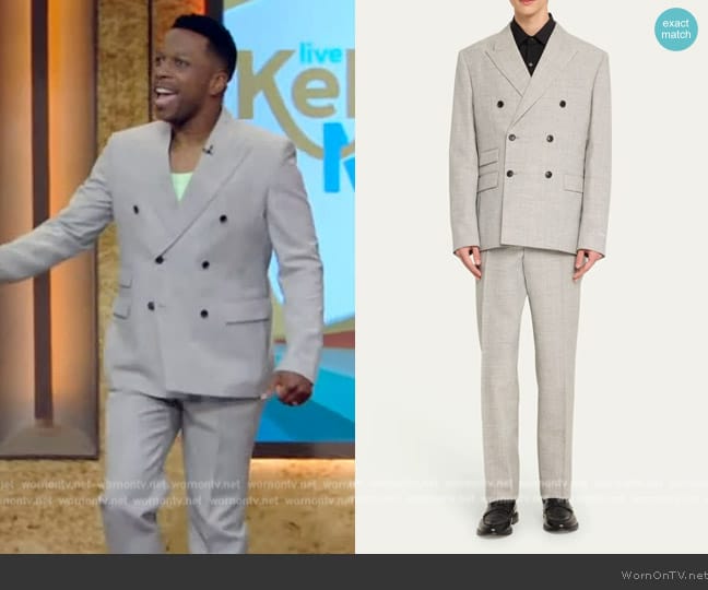 Versace Melange Double-Breasted Sport Coat worn by Leslie Odom Jr on Live with Kelly and Mark