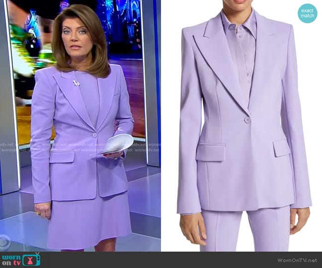 WornOnTV: Norah’s lilac dress and blazer on CBS Evening News | Norah O ...