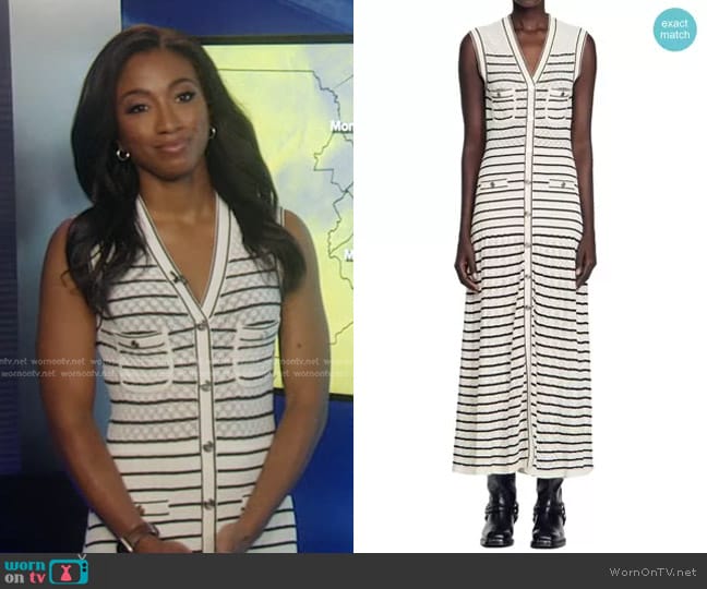 Sandro Molina Button Front Maxi Sweater Dress worn by Brittany Bell on Good Morning America