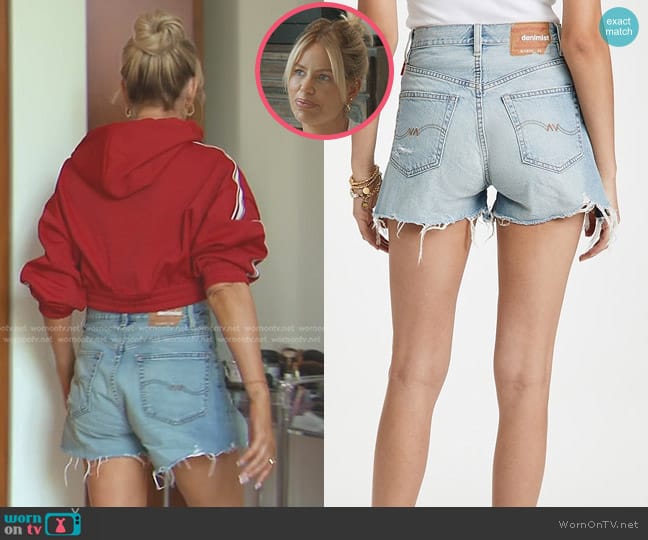 Denimist Nic Mid Rise Cutoff Shorts in Jinx Destroyed worn by Caroline Stanbury (Caroline Stanbury) on The Real Housewives of Dubai