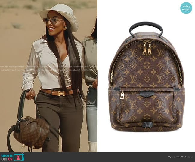 Louis Vuitton Palm Springs MM backpack worn by Caroline Brooks (Caroline Brooks) on The Real Housewives of Dubai