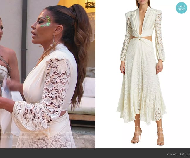 Patbo Crochet Cut-Out Maxi Dress worn by Dolores Catania on The Real Housewives of New Jersey