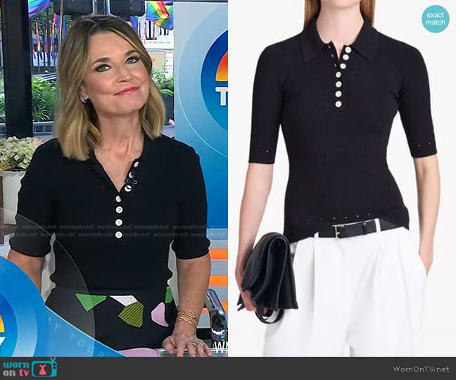 Proenza Schouler White Label Spencer Silk Cotton Polo Top worn by Savannah Guthrie on Today