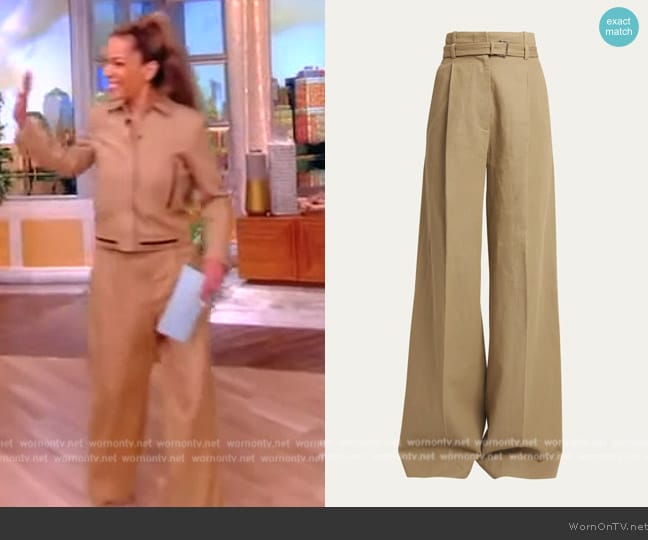 Proenza Schouler Dana Belted Cotton-Blend Suiting Puddle Pants worn by Sunny Hostin on The View