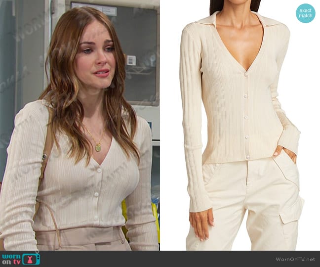 Rag & Bone Dawson Ribbed Cardigan worn by Stephanie Johnson (Abigail Klein) on Days of our Lives