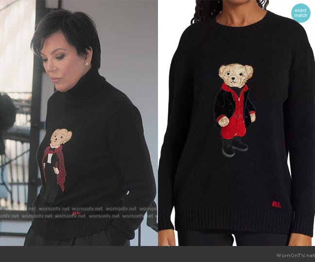 Ralph Lauren Bear Cashmere Sweater worn by Kris Jenner (Kris Jenner) on The Kardashians