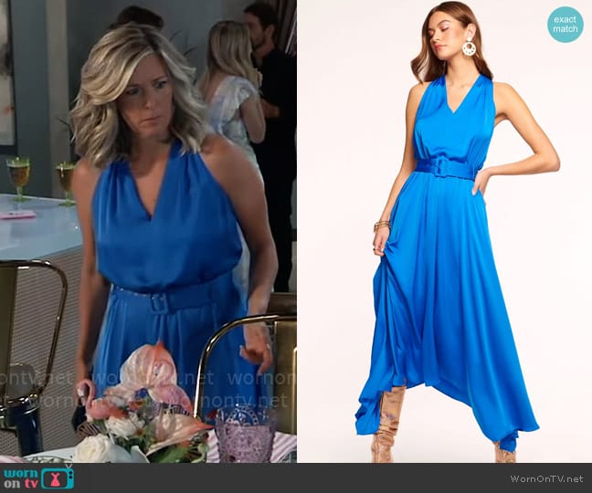 Ramy Brook Brynne Dress in Marrakech Blue worn by Carly Spencer (Laura Wright) on General Hospital