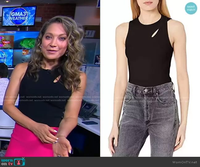 Ramy Brook Sleeveless Compact Knit Top worn by Ginger Zee on Good Morning America