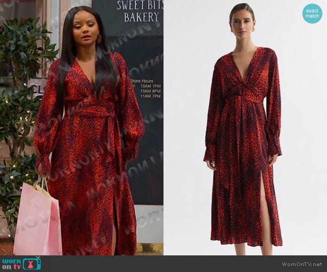 Reiss Maya Dress worn by Chanel Dupree (Raven Bowens) on Days of our Lives