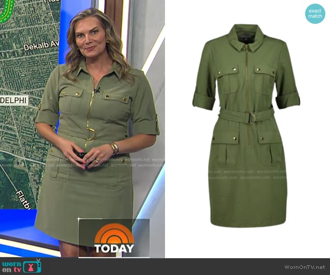 Sharagano Martini Dress in Green worn by Emily West on Today