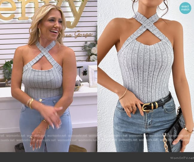 Shein Essnce Halter Tank Top worn by  on The Real Housewives of New Jersey