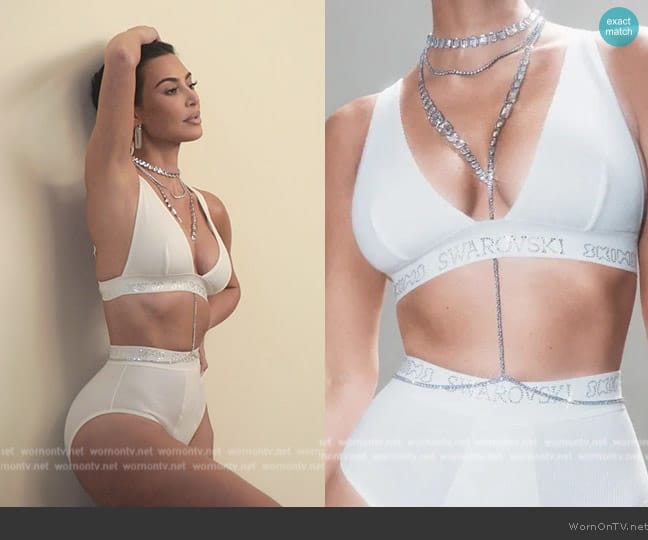 Swarovski x Skims Plunge Bralette worn by Kim Kardashian (Kim Kardashian) on The Kardashians