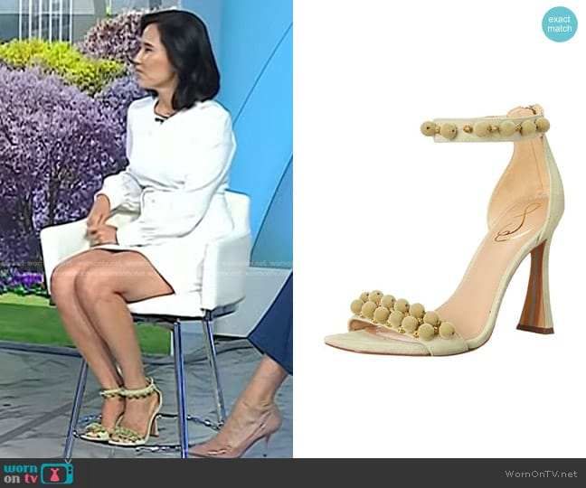 Sam Edelman Luella Ankle Strap Sandals in Pistachio Se worn by Vicky Nguyen on Today