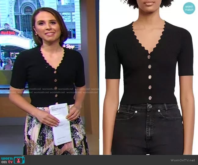 Sandro Cecil Cardigan worn by Elizabeth Schulze on Good Morning America