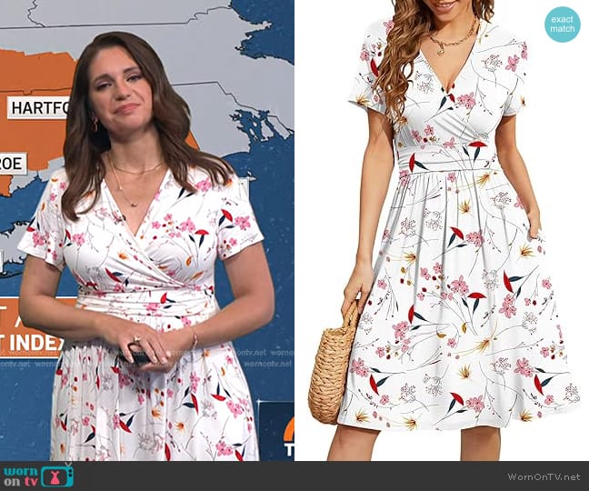 WEACZZY at Amazon Floral Party Dress with Pockets in Red Begonia worn by Maria Larosa on Today