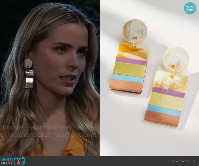 Sunshine Tienda Layered Rose Earrings worn by Sasha Gilmore (Sofia Mattsson) on General Hospital