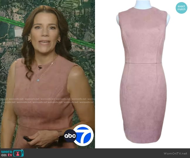 Tahari ASL Levine Faux Suede Sleeveless Sheath Dress worn by Heather O’Rourke on Good Morning America