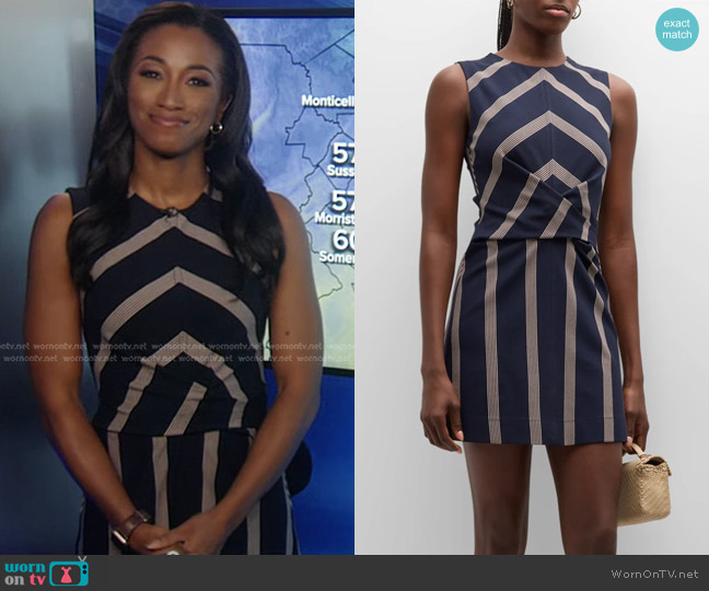 Tanya Taylor Theo Short Sleeveless Stripe Dress worn by Brittany Bell on Good Morning America