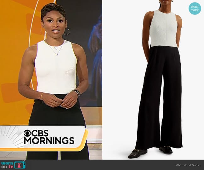 Ted Baker Toveli Racerback Wide Leg Jumpsuit worn by Jericka Duncan on CBS Mornings