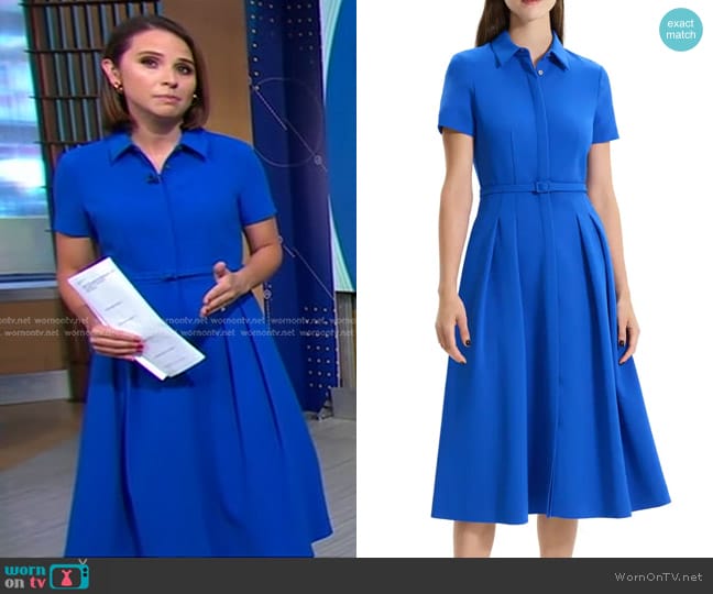 Theory Belted Midi Shirtdress worn by Elizabeth Schulze on Good Morning America