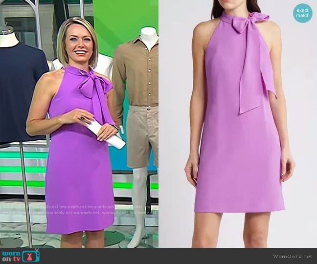 Vince Camuto Tie Neck A-Line Dress in Violet worn by Dylan Dreyer on Today