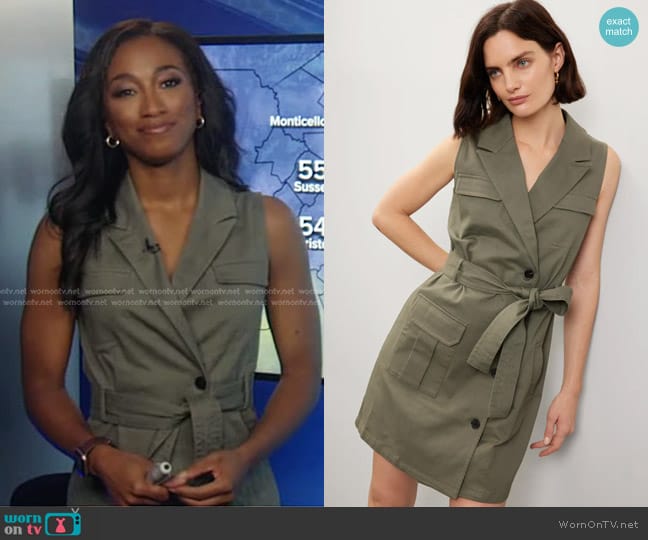 Marissa Webb Collective Tie Waist Twill Dress worn by Brittany Bell on Good Morning America