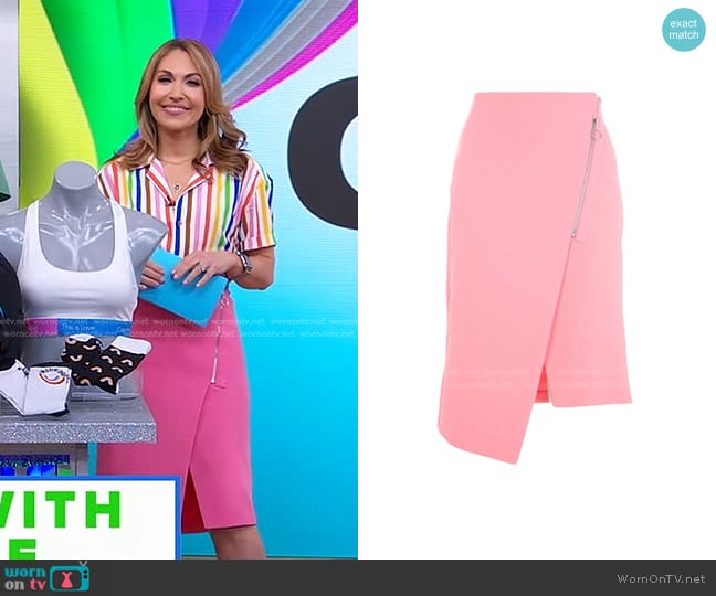 Topshop Asymmetric Zip Midi Skirt worn by Lori Bergamotto on Good Morning America