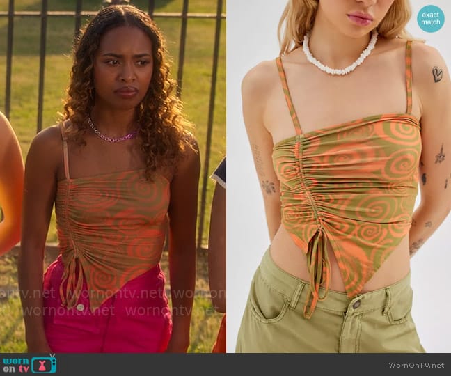 Urban Outfitters Calypso Cinched Asymmetrical Cami worn by Faran Bryant (Zaria) on Pretty Little Liars Original Sin