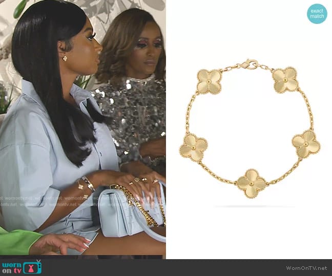 Van Cleef & Arpels 5 Motifs Guilloche Vintage Alhambra Bracelet worn by Lesa Milan (Lesa Milan) on The Real Housewives of Dubai