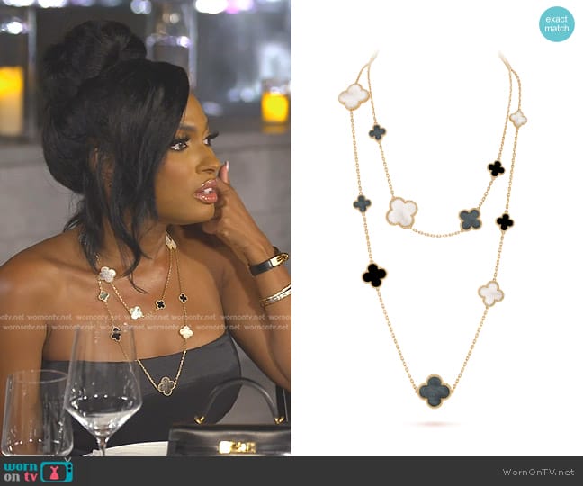 Van Cleef & Arpels Magic Alhambra Long Necklace 16 Motifs worn by Lesa Milan (Lesa Milan) on The Real Housewives of Dubai