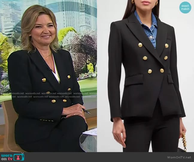 Veronica Beard Miller Dickey Jacket in Black with Gold Buttons worn by Christine Romans on Today