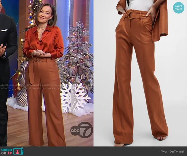 Veronica Beard Sunny Belted Pants worn by Eva Pilgrim on Good Morning America