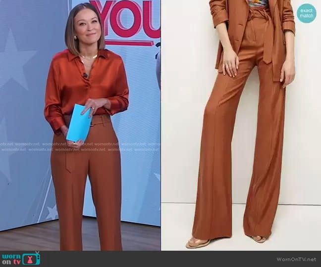 Veronica Beard Sunny Belted Pants worn by Eva Pilgrim on Good Morning America