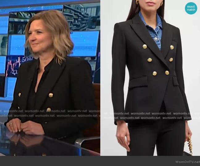 Veronica Beard Miller Dickey Jacket in Black with Gold Buttons worn by Christine Romans on NBC News Daily