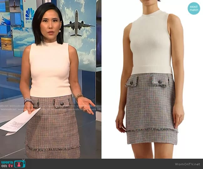 Ted Baker Mayumid Mixed Media Minidress worn by Vicky Nguyen on NBC News Daily