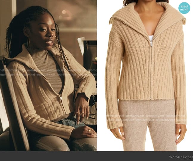 Vince Wool & Cashmere Zip-Up Sweater worn by Kiesha Williams (Birgundi Baker) on The Chi