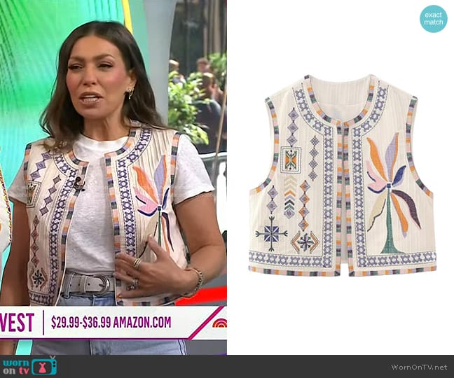  Vintage Boho Flower Printed Vest at Amazon worn by Melissa Garcia on Today