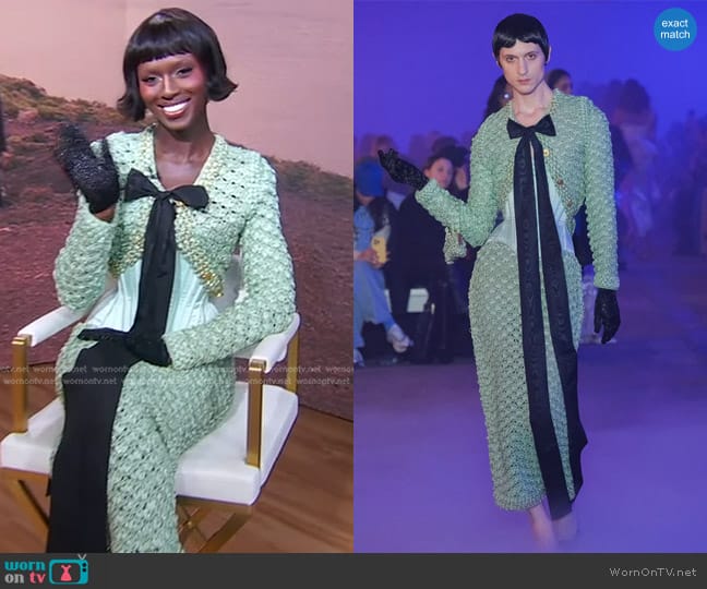 Wiederhoeft Crochet Cardigan, Corset and Skirt worn by Jodie Turner-Smith on Good Morning America