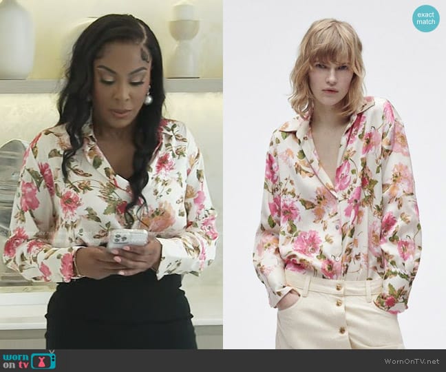 Zara Floral Print Blouse worn by Caroline Brooks (Caroline Brooks) on The Real Housewives of Dubai