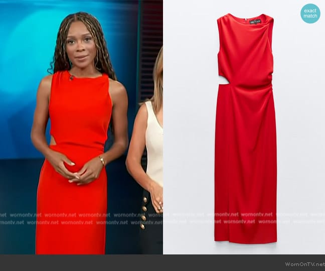 Zara Cut Out Ruched Dress worn by Zuri Hall on Access Hollywood