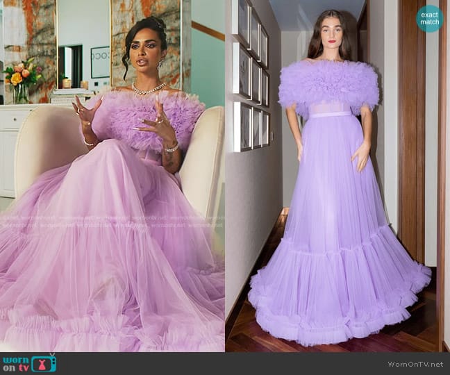 AAVVA Corset Body with Sheering Off shoulder Tulle Dress worn by Sara Al Madani (Sara Al Madani) on The Real Housewives of Dubai