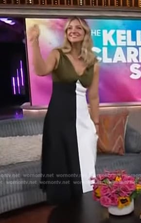 Abby Elliott's colorblock slip dress on The Kelly Clarkson Show