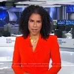 Adriana Diaz’s red wrap blazer and pants on CBS Evening News