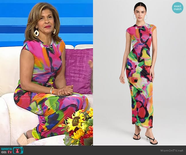 AFRM Cody Cap Sleeve Dress in Spray Floral worn by Hoda Kotb on Today