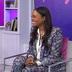 Aisha Tyler’s blue floral blazer and pant suit on Today