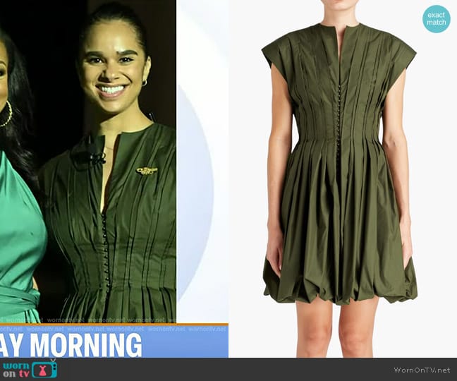 Alaia Pintucked Cotton-blend Poplin Mini Dress in Army green worn by Misty Copeland on Today