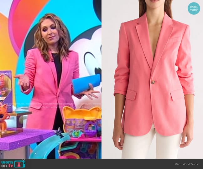 A.L.C. Donovan Linen Blend Blazer in Dark Grapefruit worn by Lori Bergamotto on Good Morning America