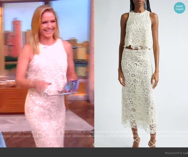 A.L.C. Lena Geometric Lace Cotton Tank Top worn by Sara Haines on The View