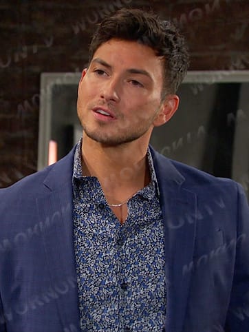 Alex's blue floral shirt on Days of our Lives