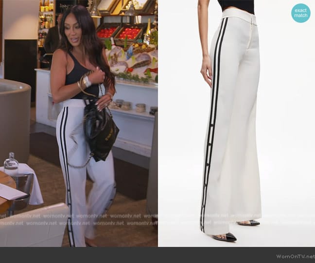 Alice + Olivia JC Side Snap Wide Leg Pants worn by Melissa Gorga on The Real Housewives of New Jersey